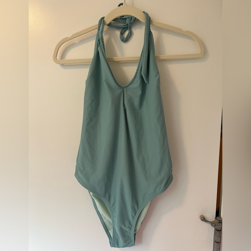 Cupshe Sleek Halter One-Piece Swimsuit in Light Blue